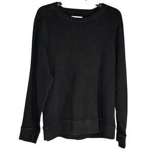 Everlane Long Sleeve Waffle Knit Crewneck, Black, Sz L